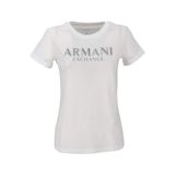 Armani Exchange Kadın bisiklet yaka Regular Fit suni elmas ve metalik Log Otee tişört, beyaz (Optic White), XS