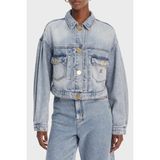 Armani Exchange Kadın Denim Kumaş Kısa Boy Düğmeli Cepli Mavi Ceket XW002260 AF21338-MB001 - XL