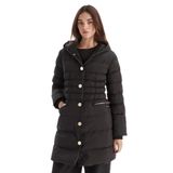 Armani Exchange Kadın manşetli uzun kollu, yan logo yamalı parka, Siyah, M