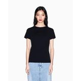 Armani Exchange Kadın Rhine Stone Big On Tone Logo Simple T-Shirt, Siyah, L