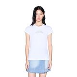 Armani Exchange Kadın Rhine Stone Logo Tone On Tone Simple T-Shirt (1'li paket), beyaz (Optic White), XL