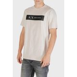 Armani Exchange Logo Baskılı Pamuklu Regular Fit Bisiklet Yaka T Shirt Erkek T Shirt XM001425 AF10361 U1013 - Ekru