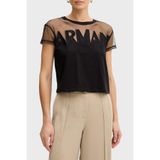 Armani Exchange Logolu Transparan Omuz Detaylı Pamuklu T Shirt Bayan T SHİRT XW002332 AF10356 UC001