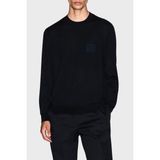 Armani Exchange Logolu Yün Karışımlı Regular Fit Yuvarlak Yaka Kazak Erkek Kazak XM001329 AF11982 UC001 - Siyah