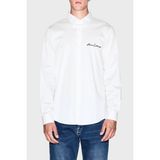 Armani Exchange Streç Pamuklu Logo Işlemeli Regular Fit Kent Yaka Gömlek Erkek Gömlek XM001224 AF10192 U0009 - Beyaz
