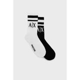 Armani Exchange Streç Pamuklu Logolu ve Şeritli 2 Pack Çorap Erkek Çorap 953030 CC650 00121 - Siyah-Beyaz - L - XL