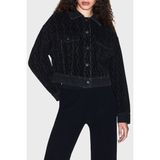 Armani Exchange Tamamı Logolu Pamuklu Regular Fit Kot Ceket Bayan Ceket XW000819 AF16092 FB180 - XS - Siyah