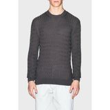Armani Exchange Yün Karışımlı Regular Fit Bisiklet Yaka Dalgalı Dokuma Kazak Erkek Kazak XM001560 AF11982 F8034 - Gri
