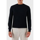 Armani Exchange Yün Karışımlı Regular Fit Bisiklet Yaka Dalgalı Dokuma Kazak Erkek Kazak XM001560 AF11982 FB065 - Lacivert - 2XL