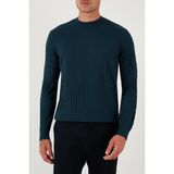 Armani Exchange Yün Karışımlı Regular Fit Bisiklet Yaka Dalgalı Dokuma Kazak Erkek Kazak XM001560 AF11982 FB068 - Petrol