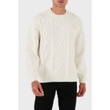 Armani Exchange Yün Karışımlı Regular Fit Bisiklet Yaka Örgülü Kazak Erkek Kazak XM001331 AF13776 U0009 - Beyaz - XL