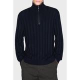 Armani Exchange Yün Karışımlı Relaxed Fit Yarım Fermuarlı Dik Yaka Kazak Erkek Kazak XM001332 AF13776 UB101 - Lacivert