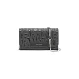 Armani Exchange Zincirli kadın cüzdanı, kabartmalı tasarım, siyah