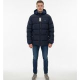 Armani Jeans Kapüşonlu Şişme Erkek Siyah ve Lacivert Mont - Lacivert-R56