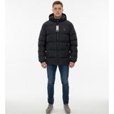 Armani Jeans Kapüşonlu Şişme Erkek Siyah ve Lacivert Mont