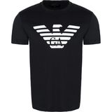 Armani Logo Baskılı Pima Jarse Tişört - Siyah