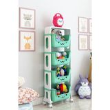Armarks 4 Katlı Oyuncak Dolabı Modern Tasarım Yeşil Plastik 124 cm Yükseklik 39 cm Genişlik 26 cm Derinlik