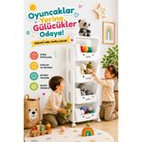 Armarks 4 Katlı Oyuncak Dolabı, Oyuncak Organizeri, Sepetli Oyuncak Dolabı BEYAZ
