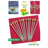 Armashine 150li Parlak Gold Süslü Pasta Kürdanı - Metalik Gold Kaplamalı Damla Boncuk Parti Süs Kürdan