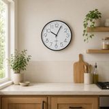 Armasse Modern Minimalist Beyaz Duvar Saati – Siyah Çerçeveli Şık Mutfak ve Salon Saati