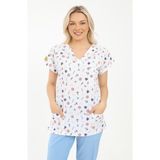 Arme Medikal Likralı Cerrahi, Doktor, Hemşire, Veteriner, Dişçi, Desenli, Renkli Forma Tek Üst Scrubs - Çapa - 2XL