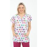 Arme Medikal Likralı Cerrahi, Doktor, Hemşire, Veteriner, Dişçi, Desenli, Renkli Forma Tek Üst Scrubs - Kediler - XL