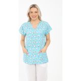 Arme Medikal Likralı Cerrahi, Doktor, Hemşire, Veteriner, Dişçi, Desenli, Renkli Forma Tek Üst Scrubs - XL