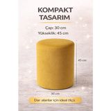 Armegeda 30X30X45 Yuvarlak Babyface Hardal Kumaş Puf – Salon, Yatak Odası, Makyaj Masası Pufu