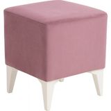 Armegeda Dekoratif Kare Puf 35X35X45 cm – Pudra Babyface Kumaş, Beyaz Ayaklı Modern Tasarım