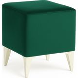 Armegeda Dekoratif Kare Puf 35X35X45 cm – Yeşil Babyface Kumaş, Beyaz Ayaklı Modern Tasarım