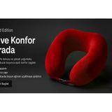Armegeda Kırmızı Memory Foam Boyun Destekli Seyahat Yastığı