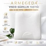 armegeda sıradışı tasarımlar Armegeda Visco Güzellik Yastığı – Boyun Destekli Ortopedik Beauty Pillow - Beyaz - 55 x 35 x 9 cm