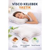 armegeda sıradışı tasarımlar Armegeda Visco Kelebek Yastık – Ergonomik ve Konforlu Uyku Deneyimi - Beyaz - Kahverengi - 55 x 35 x 12 cm
