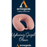 Armegeda Sıradışı Tasarımlar Armegeda Visco Ortopedik Kadife Seyahat Boyun Yastığı Pembe| Rahat Uyku Destekği