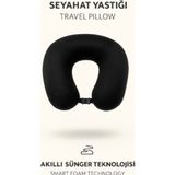 Armegeda Sıradışı Tasarımlar Armegeda Visco Ortopedik Kadife Seyahat Boyun Yastığı SİYAH-3008| Rahat Uyku Destekği