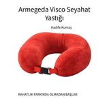 armegeda sıradışı tasarımlar Armegeda Visco Seyahat Yastığı Boyun Destekli 212 Kırmızı – Ergonomik Kadife Kumaş
