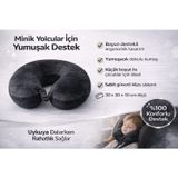 Armegeda Sıradışı Tasarımlar Visco Seyahat Boyun Yastığı Siyah Ortopedik 27x25x10 cm | Rahat Kaliteli Uyku