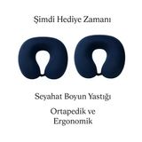 Armegeda Sıradışı Tasarımlar Visco Seyahat Ortapedik Boyun Destek Yastığı İkil Set Lacivert