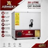 Armeka Eko Model Çay Kazanı 20 Litre Pleytsiz Eko Plastik Musluklu Çay Makinesi - Inox Parlak