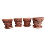 Armenbotanik 4 Adet Antik Görünümlü Toprak Saksı 12 x 12 cm