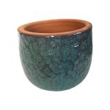 Armenbotanik Özel Yapım Bordo Turkuaz Renk El Yapımı Toprak Saksı - 15*15 cm - Küf Yeşili
