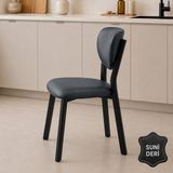 Armens Life Elma Suni Deri Metal Sandalye 30x40 D Profil Cafe Restoran Lokanta Bahçe Mutfak Sandalyesi Siyah - Füme