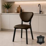Armens Life Elma Suni Deri Metal Sandalye 30x40 D Profil Cafe Restoran Lokanta Bahçe Mutfak Sandalyesi Siyah - Kahve