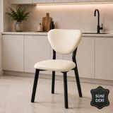 Armens Life Elma Suni Deri Metal Sandalye 30x40 D Profil Cafe Restoran Lokanta Bahçe Mutfak Sandalyesi Siyah - Krem