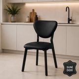 Armens Life Elma Suni Deri Metal Sandalye 30x40 D Profil Cafe Restoran Lokanta Bahçe Mutfak Sandalyesi Siyah