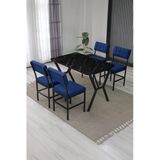 Armens Life Mobilya, Lojistik & Elektronik Ticaret Armens Life Mobilya, Lojistik & Elektronik Ticaret Dubai Mutfak Masa Sandalye Takımı 4 Kişilik Masa Takımı Yemek Odası Takımı Siyah Mermer - Lacivert