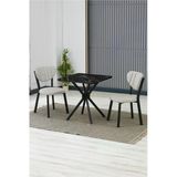 Armens Life Mobilya, Lojistik & Elektronik Ticaret Armens Life Mobilya, Lojistik & Elektronik Ticaret Elma Kare Mutfak Masa Sandalye Takımı, 2 Sandalye 1 Sabit Siyah Mermer Desen Masa 70X70 Cm, Keten