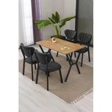 Armens Life Mobilya, Lojistik & Elektronik Ticaret Armens Life Mobilya, Lojistik & Elektronik Ticaret Elma Modeli Masa Sandalye Takımı, 4 Sandalye 1 Sabit Ceviz Masa 110X70 Cm, Keten Kumaş