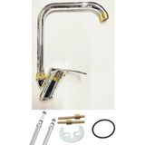 Armilla Armatür Krom Gold Köşe L Tipi Borulu Mutfak Musluğu Bataryası Sıcak Soğuk Çift Su Girişli - Altın