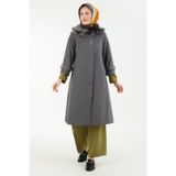 Armine 22KT790 22KT750 Gri Trend Yakası Kürklü Kaşe Kaban
